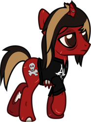 Size: 836x1122 | Tagged: safe, artist:lightningbolt, derpibooru exclusive, imported from derpibooru, pony, undead, unicorn, zombie, zombie pony, .svg available, all time low, bags under eyes, bloodshot eyes, bone, broken horn, clothes, colored pupils, dyed mane, dyed tail, horn, jack barakat, lidded eyes, male, ponified, scar, screw, shirt, show accurate, simple background, solo, stallion, stitches, svg, t-shirt, tail, torn clothes, torn ear, transparent background, vector