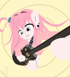 Size: 1080x1180 | Tagged: safe, artist:reinbou, imported from derpibooru, earth pony, pony, 1957 les paul custom reissue, anime, bocchi the rock!, electric guitar, guitar, hitori gotoh, les paul, musical instrument, ponified, simple background, solo