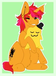 Size: 1500x2018 | Tagged: safe, artist:midnightmagic15, imported from derpibooru, oc, oc only, pony, unicorn, ear piercing, earring, eyebrows, eyebrows visible through hair, freckles, jewelry, one eye closed, piercing, sitting, smiling, solo, underhoof, wink