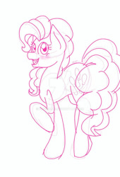 Size: 600x880 | Tagged: safe, artist:fluterloo, imported from derpibooru, pinkie pie, earth pony, pony, female, mare, simple background, sketch, solo, watermark