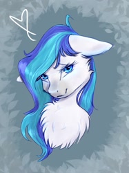 Size: 1218x1627 | Tagged: safe, artist:midnightmagic15, imported from derpibooru, oc, oc only, pony, bust, chest fluff, floppy ears, heart, looking at you, smiling, solo