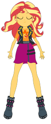 Size: 1900x4564 | Tagged: safe, artist:gmaplay, imported from derpibooru, sunset shimmer, human, cheer you on, equestria girls, equestria girls series, spoiler:eqg series (season 2), arms spread out, boots, clothes, cutie mark on clothes, eyes closed, geode of empathy, jewelry, leather, leather vest, magical geodes, necklace, shoes, shoulderless shirt, simple background, skirt, solo, spikes, transformation, transparent background, vest