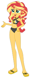 Size: 1900x4919 | Tagged: safe, artist:gmaplay, imported from derpibooru, sunset shimmer, human, equestria girls, equestria girls series, x marks the spot, beach shorts swimsuit, belly button, clothes, female, simple background, solo, sunset shimmer's beach shorts swimsuit, swimsuit, transparent background