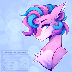 Size: 2048x2048 | Tagged: safe, artist:_candypone_, imported from derpibooru, oc, oc only, bust, chest fluff, ears back, freckles, heart, lidded eyes, looking at you, solo