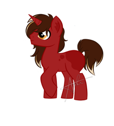 Size: 1024x1138 | Tagged: safe, artist:gummysharkcircus, imported from derpibooru, oc, oc only, oc:sumac, unicorn, horn, simple background, solo, unicorn oc