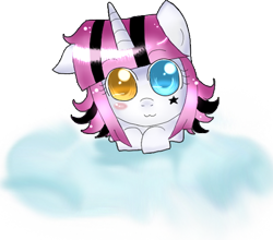 Size: 516x455 | Tagged: safe, artist:noah-nyan, imported from derpibooru, oc, oc only, unicorn, bust, female, heterochromia, looking at you, mare, multicolored hair, portrait, simple background, solo, transparent background
