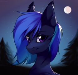 Size: 1272x1232 | Tagged: safe, artist:kaito_wivil, imported from derpibooru, oc, oc only, earth pony, pony, kaito wivil, moon, night, solo