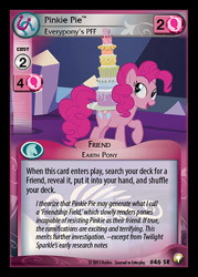 Size: 344x480 | Tagged: safe, imported from derpibooru, pinkie pie, castle sweet castle, cake, ccg, enterplay, equestrian odysseys, food, looking back, merchandise, solo