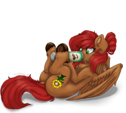 Size: 1925x1732 | Tagged: safe, artist:frazy, imported from derpibooru, oc, pegasus, pony, chest fluff, chips, ear fluff, female, food, green eyes, hooves up, orange coat, potato chips, pringles, red mane, red tail, solo, tail, unshorn fetlocks, wing fluff, wings