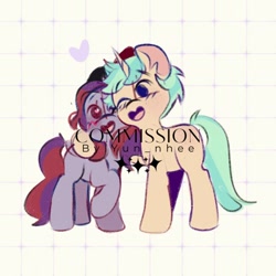 Size: 500x500 | Tagged: safe, artist:yun_nhee, imported from derpibooru, oc, oc only, earth pony, pony, unicorn, duo