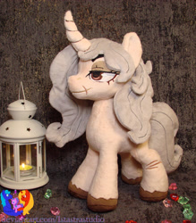 Size: 2014x2304 | Tagged: safe, artist:1stastrastudio, imported from derpibooru, oc, oc only, pony, unicorn, commission, curved horn, horn, irl, photo, plushie, scar, solo, unshorn fetlocks