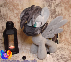 Size: 2636x2304 | Tagged: safe, artist:1stastrastudio, imported from derpibooru, oc, pegasus, pony, commission, face mask, irl, male, mask, photo, plushie, solo, spread wings, stallion, standing, wings