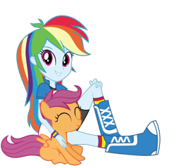 Size: 1070x1024 | Tagged: safe, imported from derpibooru, rainbow dash, scootaloo, human, equestria girls, cute, cutealoo, g4, scootalove