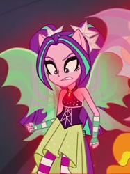 Size: 637x853 | Tagged: safe, imported from derpibooru, screencap, aria blaze, equestria girls, rainbow rocks, bare shoulders, clothes, dress, female, sleeveless, solo