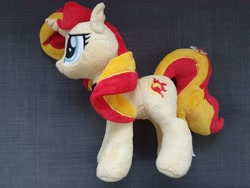 Size: 4032x3024 | Tagged: safe, artist:melodisde, imported from derpibooru, sunset shimmer, pony, unicorn, female, horn, irl, mare, photo, plushie, solo, standing
