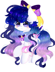 Size: 781x1023 | Tagged: safe, artist:magicangelstarartist, imported from derpibooru, oc, oc only, oc:angelili, pegasus, pony, bow, ethereal mane, female, mare, multicolored hair, simple background, solo, starry mane