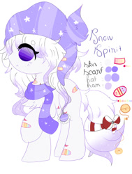 Size: 776x1029 | Tagged: safe, artist:magicangelstarartist, imported from derpibooru, oc, oc only, oc:snow spirit, earth pony, pony, clothes, female, hat, mare, ribbon, scarf, side view, solo