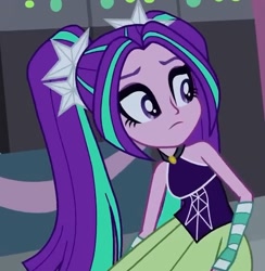 Size: 625x641 | Tagged: safe, imported from derpibooru, screencap, aria blaze, human, equestria girls, rainbow rocks, bare shoulders, clothes, dress, female, sleeveless, solo