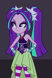 Size: 571x849 | Tagged: safe, imported from derpibooru, screencap, aria blaze, human, equestria girls, rainbow rocks, bare shoulders, clothes, dress, female, sleeveless, solo