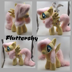Size: 1080x1080 | Tagged: safe, artist:varonya, imported from derpibooru, angel bunny, fluttershy, pegasus, pony, rabbit, animal, duo, duo male and female, female, irl, male, mare, photo, plushie, spread wings, standing, wings