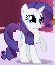 Size: 518x620 | Tagged: safe, imported from derpibooru, screencap, rarity, unicorn, a dog and pony show, season 1, cropped, cute, female, mare, raised hoof, raribetes