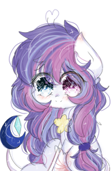 Size: 540x824 | Tagged: safe, artist:magicangelstarartist, imported from derpibooru, oc, oc only, pony, female, heterochromia, looking at you, mare, multicolored hair, simple background, solo