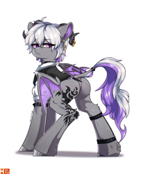 Size: 3800x4200 | Tagged: artist needed, safe, imported from derpibooru, oc, bat pony, clothes, horns, looking back, solo