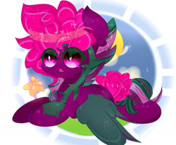 Size: 1024x844 | Tagged: safe, artist:magicangelstarartist, imported from derpibooru, oc, oc only, earth pony, pony, art trade, female, flower, lying down, mare, multicolored hair, prone, solo