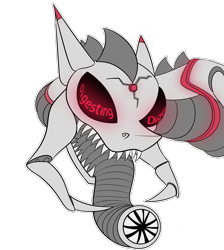 Size: 1000x1115 | Tagged: safe, artist:rubiont, imported from derpibooru, oc, oc:rubiont, pony, robot, robot pony, clothes, corrupted, costume, creepy, cropped, evil grin, grin, halloween, halloween costume, mandibles, rubiont stickerpack, scary, smiling, sticker, tongue out