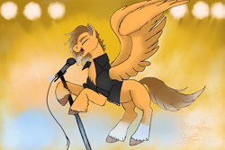 Size: 1280x854 | Tagged: safe, artist:sallybatbridge, imported from derpibooru, oc, oc:blazing voice, pegasus, singing, solo