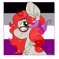 Size: 3000x3000 | Tagged: safe, artist:dejji_vuu, imported from derpibooru, oc, oc only, earth pony, pony, asexual pride flag, pride, pride flag, solo