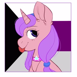 Size: 3000x3000 | Tagged: safe, artist:dejji_vuu, imported from derpibooru, oc, oc only, pony, unicorn, :p, pride flag, solo, tongue out