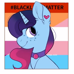 Size: 3000x3000 | Tagged: safe, artist:dejji_vuu, imported from derpibooru, oc, oc only, pony, unicorn, black lives matter, politics, pride flag, solo