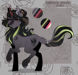 Size: 1460x1414 | Tagged: safe, artist:dejji_vuu, imported from derpibooru, oc, oc only, kirin, pony, ear piercing, earring, jewelry, nose piercing, nose ring, piercing, reference sheet, solo, tongue out