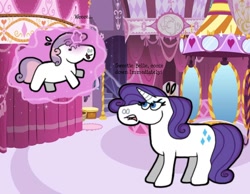 Size: 1134x878 | Tagged: safe, artist:cookie-lovey, imported from derpibooru, rarity, sweetie belle, pony, unicorn, 2012, annoyed, carousel boutique, cute, diasweetes, duo, duo female, eyes closed, female, filly, foal, frown, glowing, glowing horn, happy, horn, levitation, magic, mare, open mouth, open smile, self-levitation, siblings, sisters, smiling, style emulation, telekinesis, the fairly oddparents
