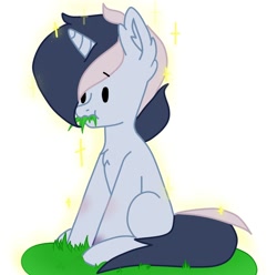 Size: 1088x1080 | Tagged: artist needed, source needed, safe, imported from derpibooru, oc, oc:bronyast, pony, unicorn, eating, grass, grazing, herbivore, horses doing horse things, solo