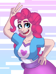 Size: 1218x1623 | Tagged: safe, artist:erichkaofficial, imported from derpibooru, pinkie pie, human, equestria girls, big breasts, breasts, looking at you, sketch, solo