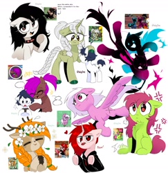 Size: 1714x1767 | Tagged: safe, artist:inkp0ne, imported from derpibooru, oc, oc only, alicorn, deer, earth pony, pegasus, pony, unicorn, group, simple background, white background