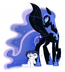 Size: 1791x1995 | Tagged: safe, artist:inkp0ne, imported from derpibooru, nightmare moon, oc, alicorn, earth pony, pony, duo, simple background, white background