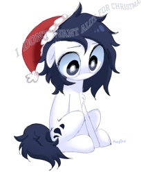 Size: 736x904 | Tagged: safe, artist:inkp0ne, imported from derpibooru, oc, oc only, earth pony, pony, christmas, hat, holiday, santa hat, simple background, solo, white background