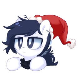 Size: 768x725 | Tagged: safe, artist:inkp0ne, imported from derpibooru, oc, oc only, earth pony, pony, christmas, hat, holiday, santa hat, simple background, solo, white background
