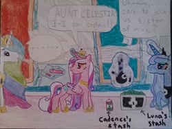 Size: 720x540 | Tagged: safe, artist:justaviewer94, imported from derpibooru, princess cadance, princess celestia, princess luna, castle, drugs, marijuana