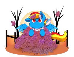 Size: 3984x3060 | Tagged: safe, artist:backgroundpony#f352, imported from derpibooru, oc, oc only, oc:sunamena, pegasus, pony, autumn, clothes, colored pupils, commission, cute, leaf pile, leaves, one ear down, pride, pride flag, scarf, simple background, solo, transgender pride flag, transparent background, wings, ych result