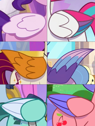 Size: 1500x2000 | Tagged: safe, edit, edited screencap, imported from derpibooru, screencap, pipp petals, queen haven, zipp storm, pegasus, pony, rabbit, spoiler:g5, spoiler:my little pony: tell your tale, spoiler:tyts01e02, spoiler:tyts01e05, spoiler:tyts01e12, spoiler:tyts01e46, spoiler:tyts01e47, spoiler:tyts01e48, animal, cherry flyaway, colored wings, comparison, female, folded wings, g5, group, male, mane melody, mane melody (location), mare, my little pony: tell your tale, rocky riff, royal family, royal guard, royal sisters (g5), siblings, sisters, sparky's sick, stallion, sunny's smoothie moves, the game is ahoof, the hunt for eggmund bunny, thunder flap, wings, zipp's flight school