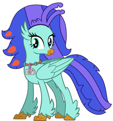 Size: 1988x2133 | Tagged: safe, artist:pegasski, artist:supahdonarudo, imported from derpibooru, oc, oc only, oc:sea lilly, classical hippogriff, hippogriff, base used, camera, jewelry, necklace, simple background, transparent background