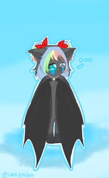 Size: 720x1180 | Tagged: safe, artist:iamsmileo, imported from derpibooru, oc, oc only, anthro, bat pony, gradient background, solo