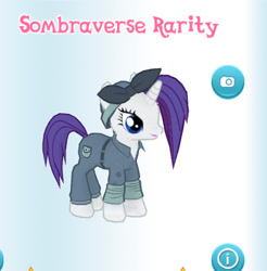 Size: 394x400 | Tagged: safe, imported from derpibooru, screencap, rarity, pony, gameloft, my little pony: magic princess, rarity the riveter