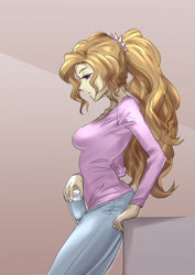 Size: 2894x4093 | Tagged: safe, artist:invisibleone11, imported from derpibooru, adagio dazzle, human, equestria girls, breasts, clothes, pants, water