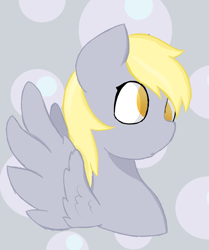 Size: 591x708 | Tagged: safe, artist:starstrucksocks, imported from derpibooru, derpy hooves, pegasus, pony, bust, commission, cute, eyes open, gray background, gray coat, head shot, simple background, wings, yellow eyes, yellow hair