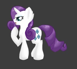 Size: 632x566 | Tagged: safe, artist:tersisa, imported from derpibooru, rarity, pony, unicorn, ear fluff, female, gray background, mare, raised hoof, simple background, solo